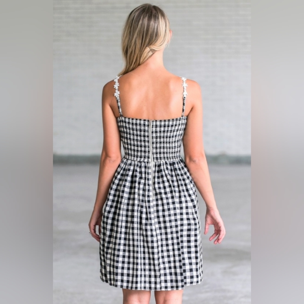 Gingham Daisy Straps Dress Sze S